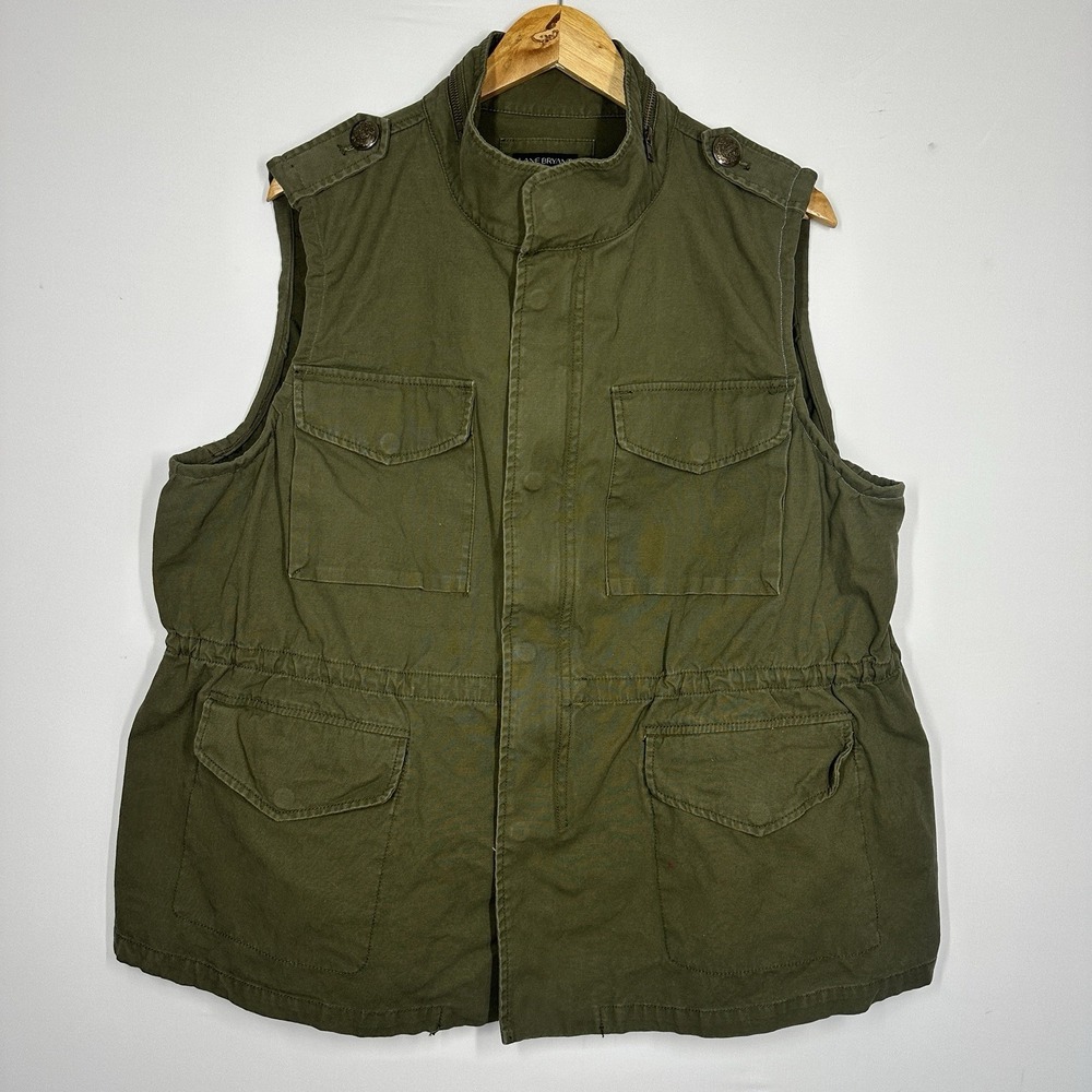 Lane Bryant Utility Vest Green Size 20 Hiking Camping Canvas Like